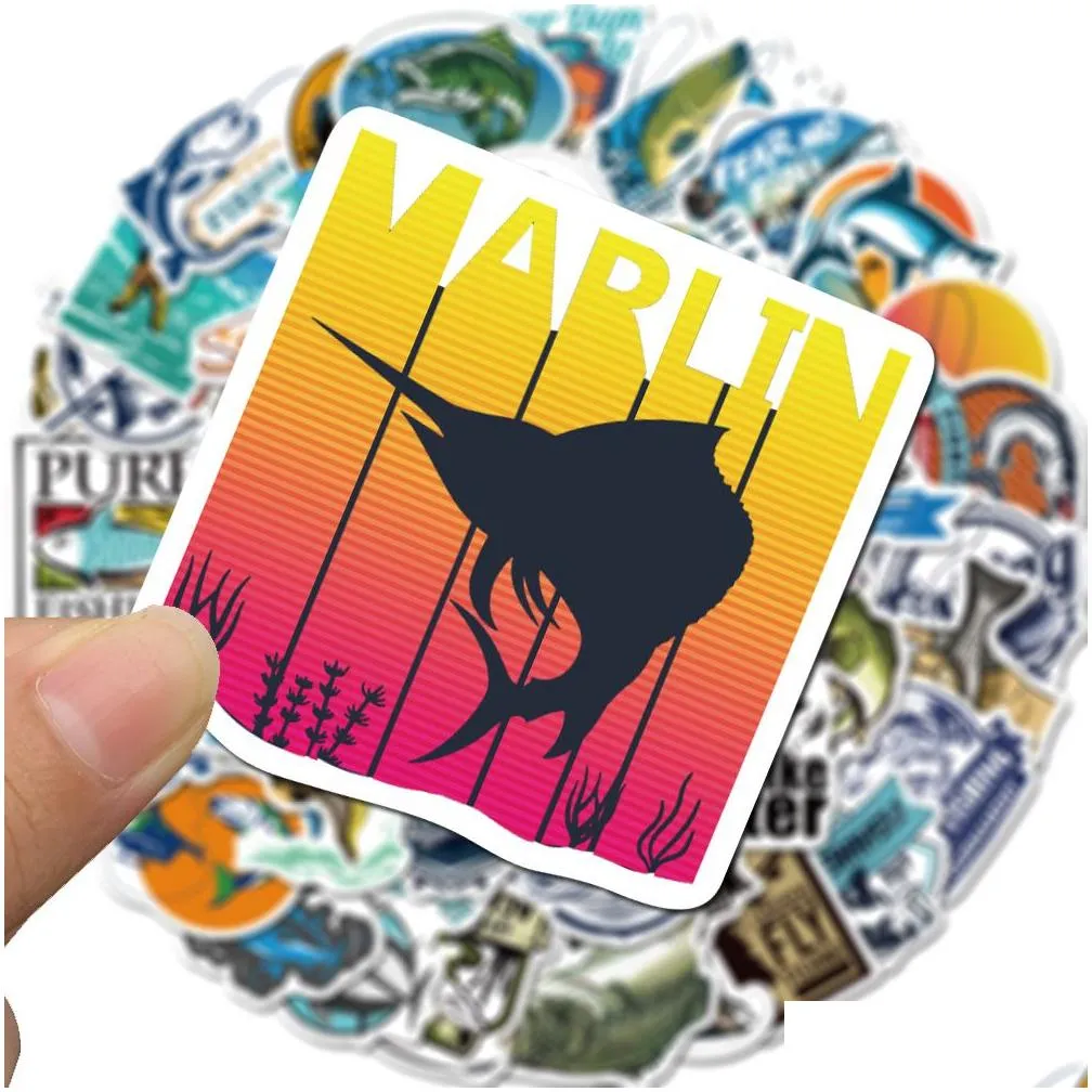 50pcs fishing stickers sports graffiti stickers for diy laptop skateboard motorcycle decals