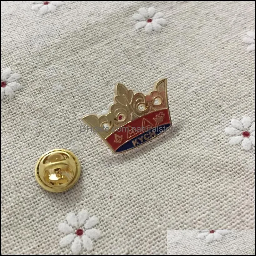 10pcs wholesale masons enamel brooch crown souvenir badges metal crafts masonic kych knight commander court of honor lapel pin