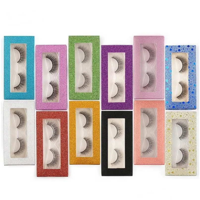 empty eyelash packaging box colorful lash makeup case rectangle frosted false strip boxes make up faux cils cases