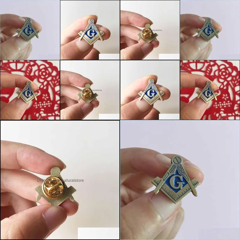 100pcs masonic lapel pin soft enamel metal badge mason masons brooch square and compass g blue lodge factory customized pins