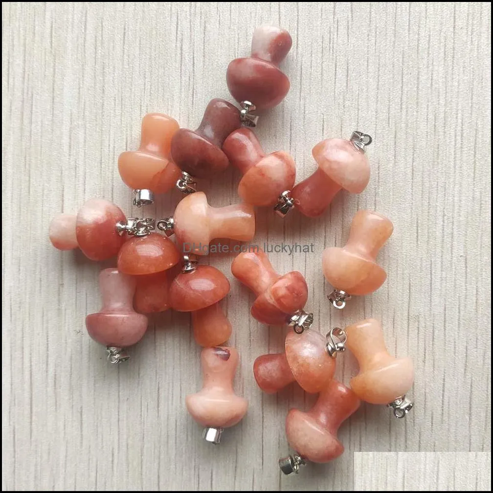 natural stone tiger eye quartz crystal mushroom charms pendants for jewelry accessories making