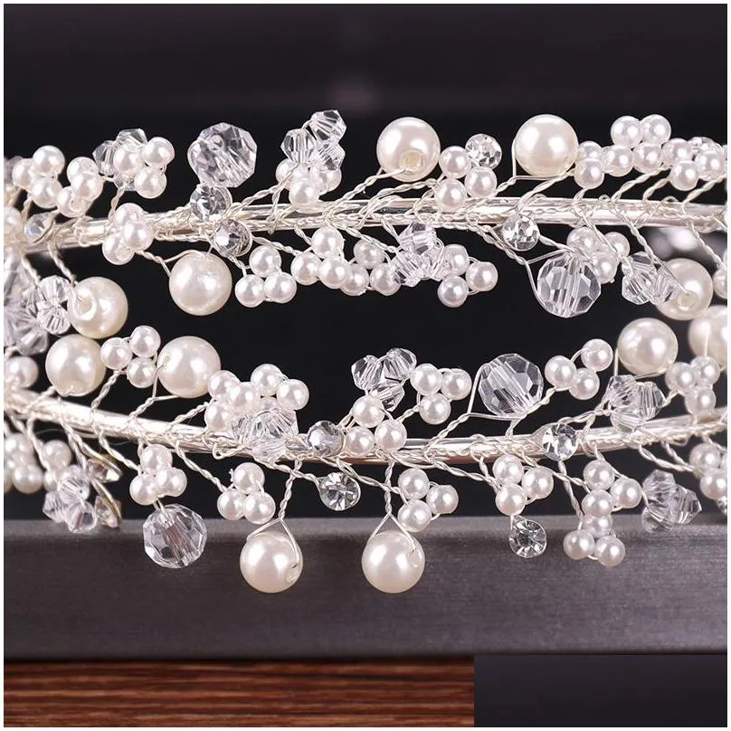 white pearl bridal headpieces tiaras women haribands crown for brides hair jewelry wedding hair accessories headwear headbands cl0404