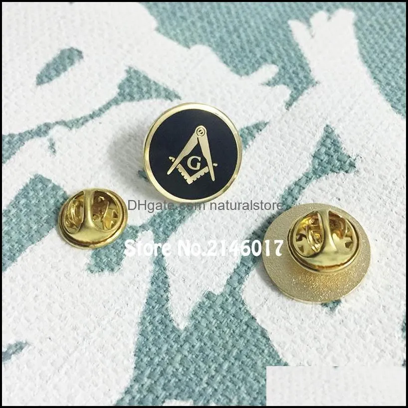 10pcs masonic square and compass with g round shape masons brooch metal craft customized pins badge masonry enamel lapel pin