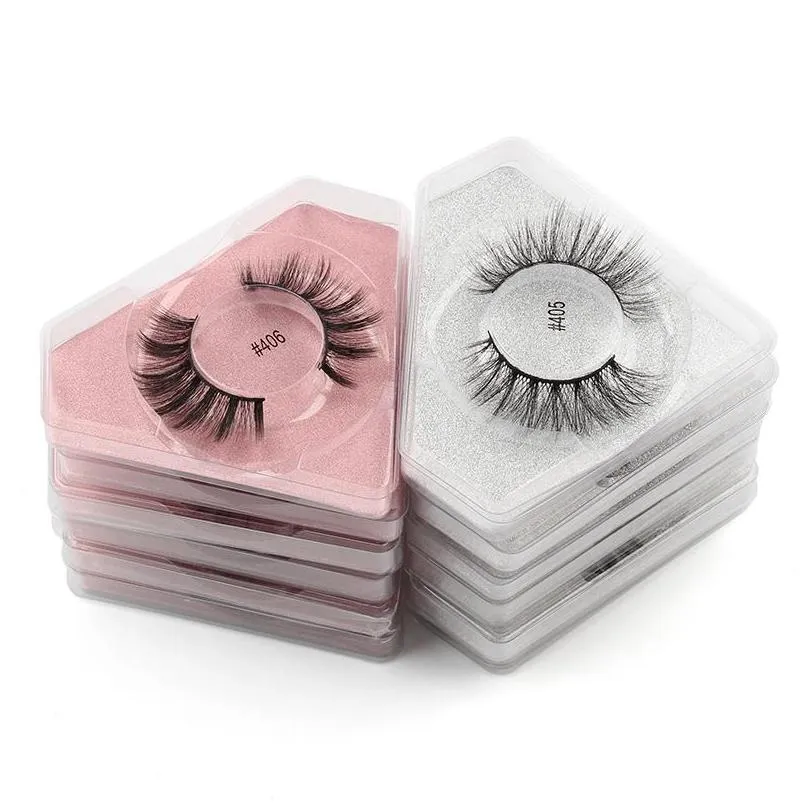 1 pair of natural thick eyelashes colorful false eyelash diamond eye lash packaging box tapared crisscross winged makeup wholesale individual