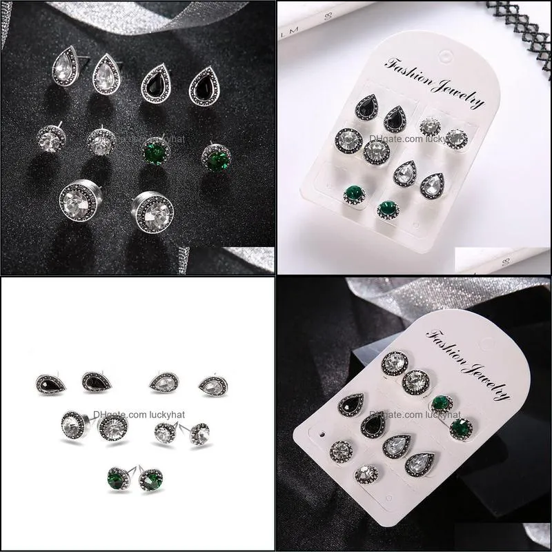 5 pcs set dainty crystal pearl hoop earring sets ball ear stud jewelry gift for women girls