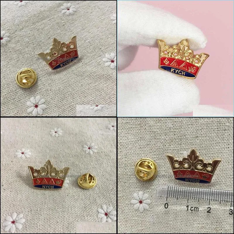 10pcs wholesale masons enamel brooch crown souvenir badges metal crafts masonic kych knight commander court of honor lapel pin