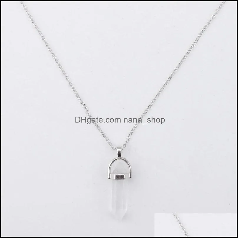 personality hexagonal column rose quartz necklace opal pendant fashion natural stone bullet pink crystal pendants necklaces ladies men