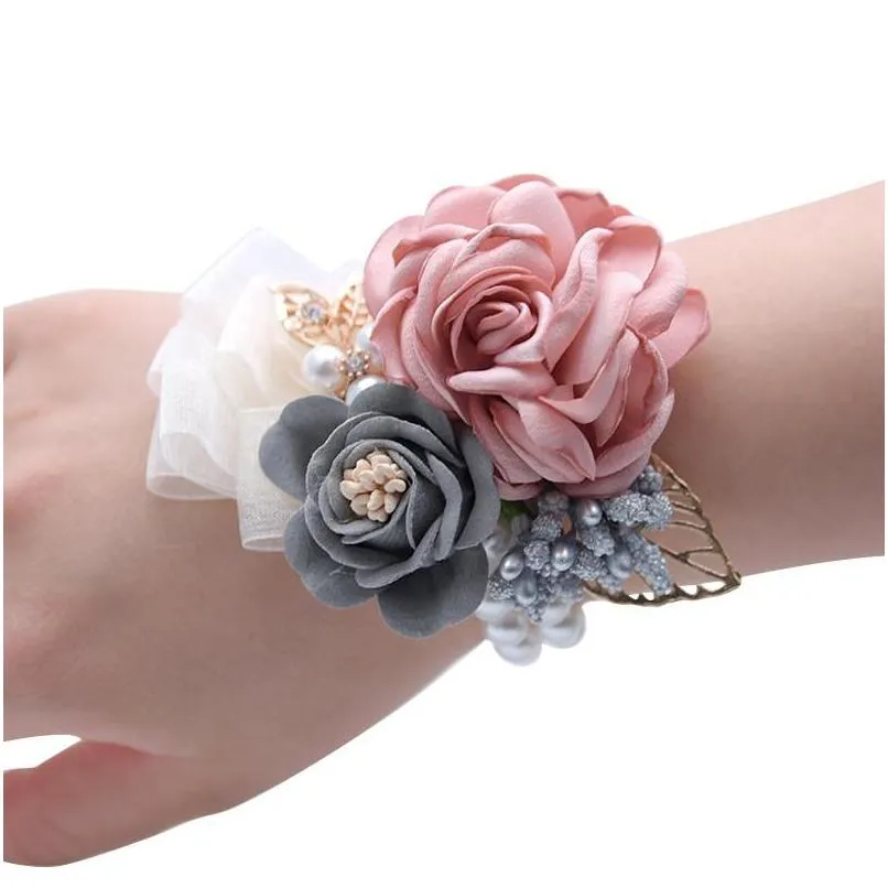 wedding bouquets for brides/flower girls wrist flowers artificial flower brooch hand bouquet bridesmaid wedding accessaries wrist