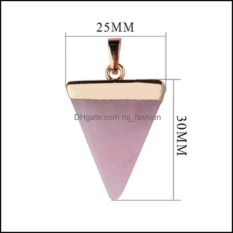 geometric colorful nature stone necklace triangle crystal necklaces pendant for valentines day women and men wholesale