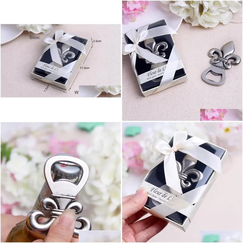 50pcs fleur de lis pewterfinish bottle opener wedding favors bridal shower anniversary keepsake event giveaways bottle favors