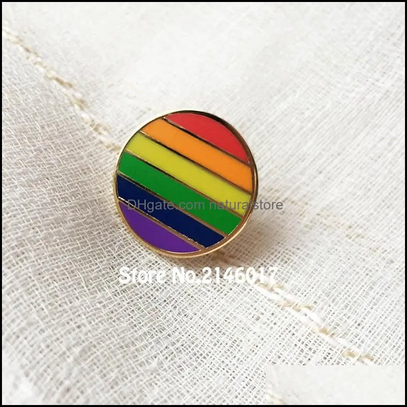 10pcs colorful round metal craft custom badge hard enamel pins and brooch rainbow cute unique gay pride les lesbian lapel pin