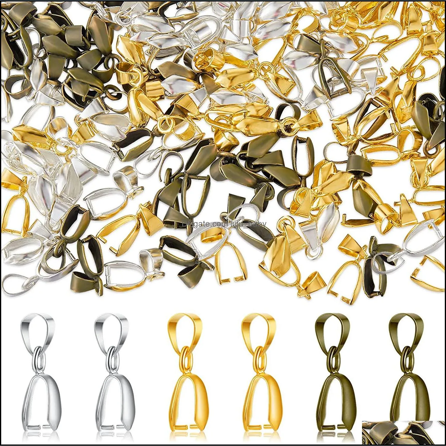 100pcs/lot metal pinch clip clasp bail finish necklace pendant clasps claw bail hook connectors accessories findgings for jewelry diy craft making