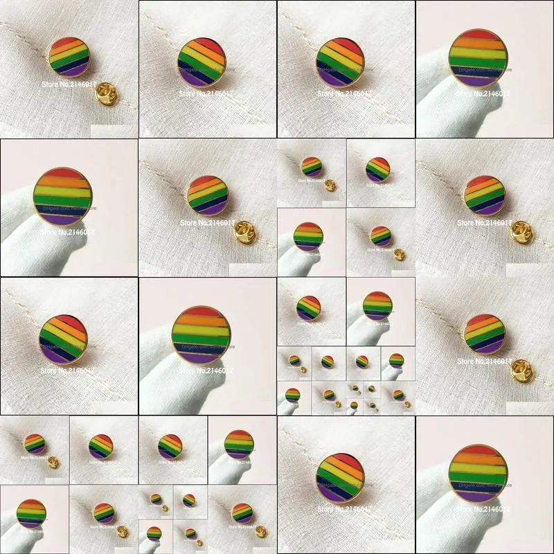 50pcs custom badge hard enamel pins and brooch rainbow cute unique gay pride les lesbian lapel pin colorful round metal craft