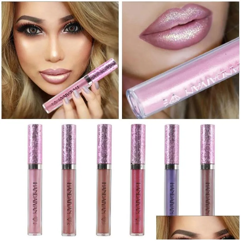 handaiyan 6 color diamond lip gloss luster lipgloss charm glitter pearlescent nonstick cup makeup liquid lipstick