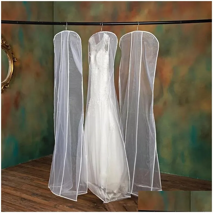 other bridal accessories transparent tulle wedding bridal dress dust cover with sidezipper for home clothing wardrobe gown storage garment bag proctector