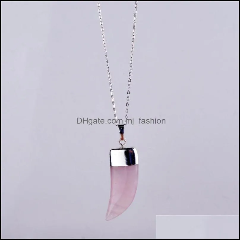 vintage bullet quartz crystal necklace pendant for women gold chain natural stone amethyst necklaces pendants jewelry
