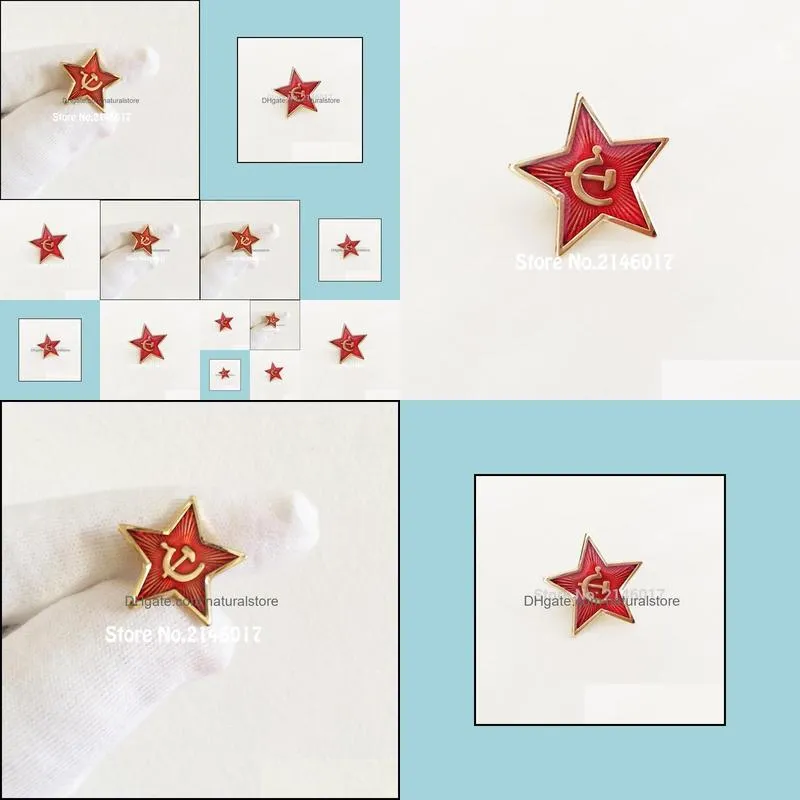 10pcs russia red star hammer sickle logo lapel pins brooch communism soviet union ussr pin cold war souvenir badge 20mm