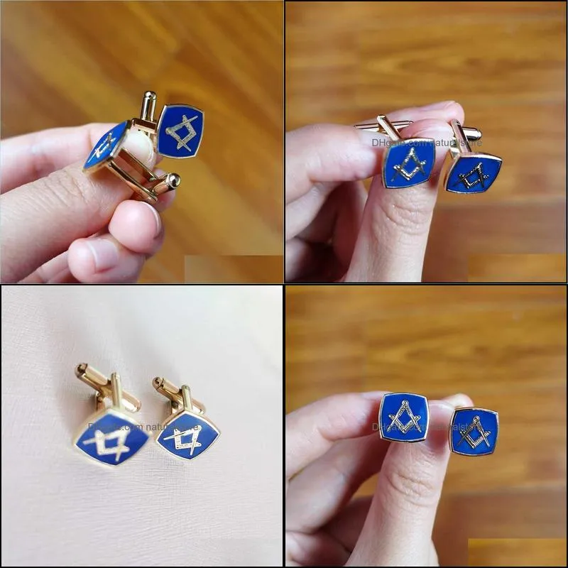 10 pairs mason cuff links for men hard enamel cufflink square and compass without g custom masonic blue lodge sleeve button