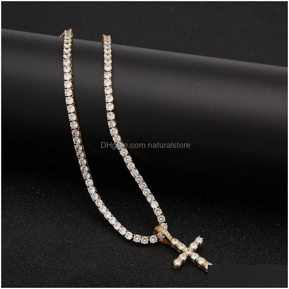 mens hip hop cross necklaces for male cubic zirconia cz iced out pendant bling bling rapper chains hiphop jewelry gift
