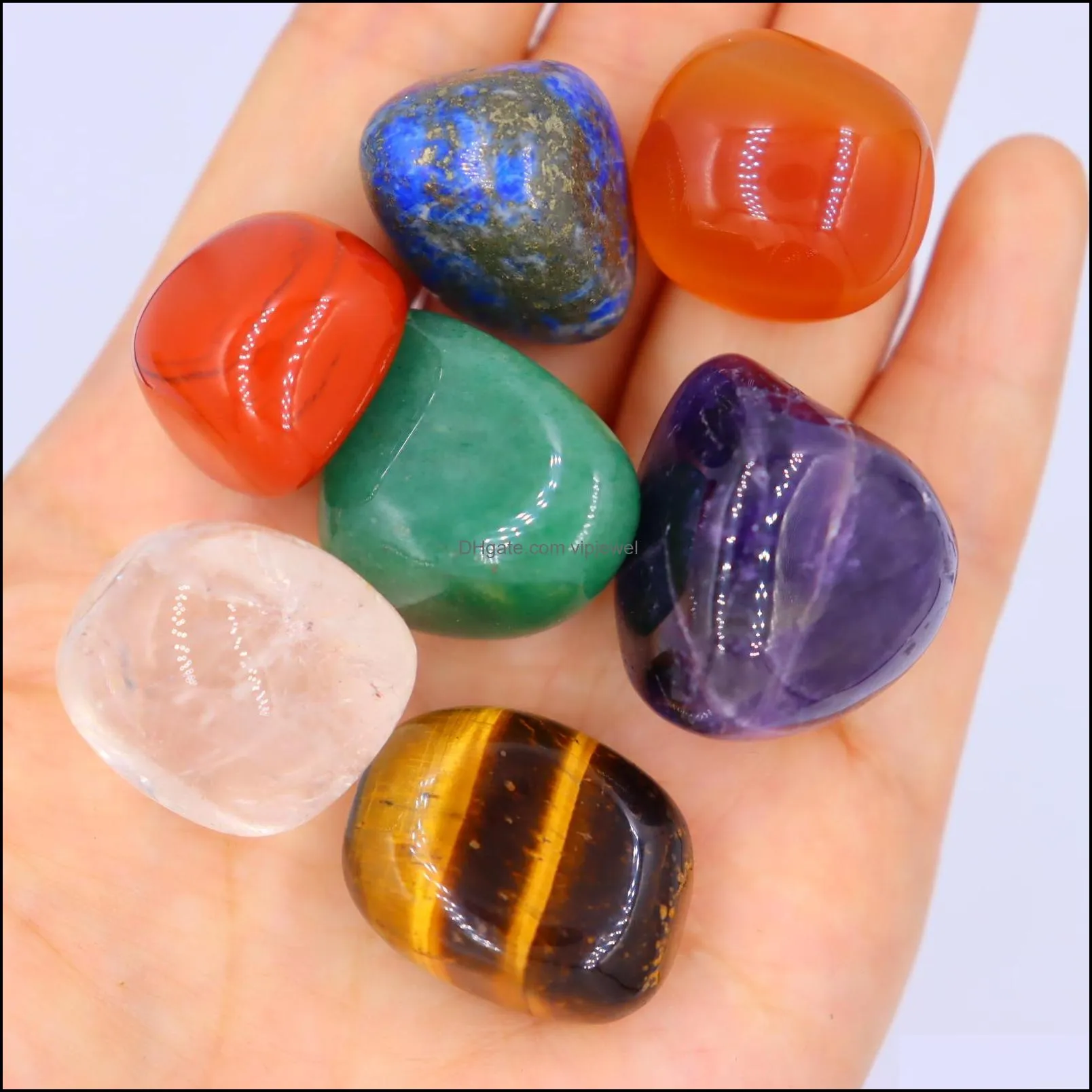 loose 7pcs/set reiki seven chakra healingnatural stone tumbled irregular polishing rock quartz yoga energy bead decoration