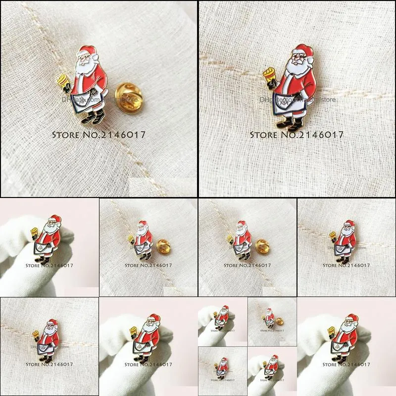 50pcs master apron lapel pin santa masonic christmas badge mason mason cartoon xmas men custom enamel metal pins brooch