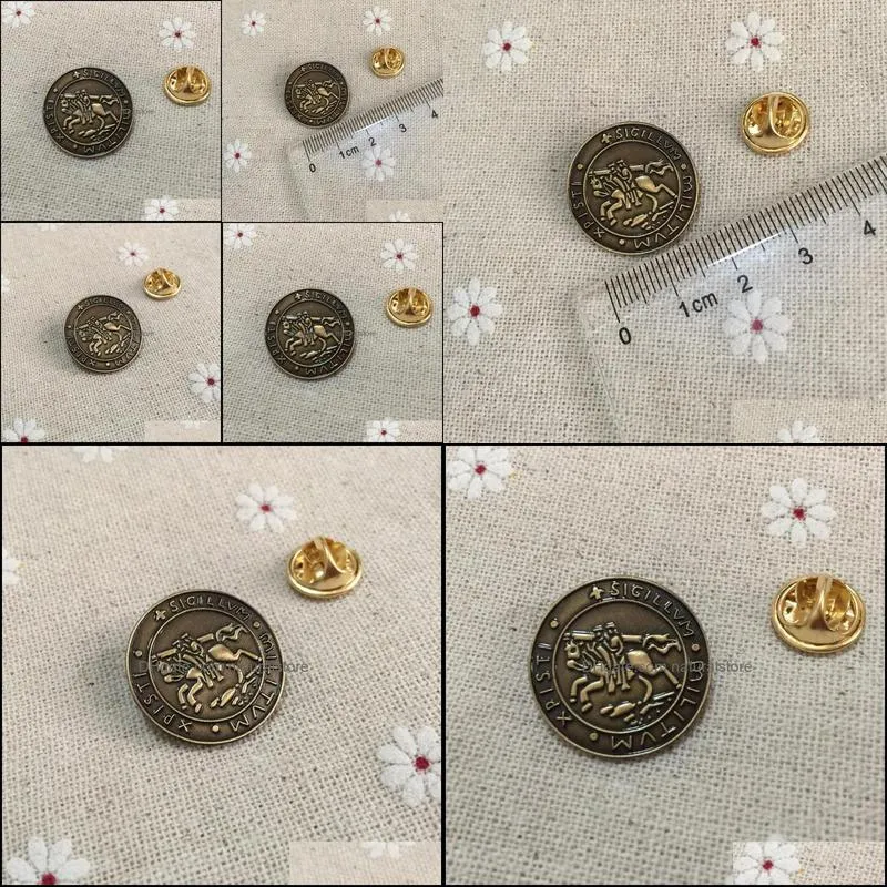 10pcs templar seal crusaders solomons temple lapel pin masons badge knights masonic pins and brooches