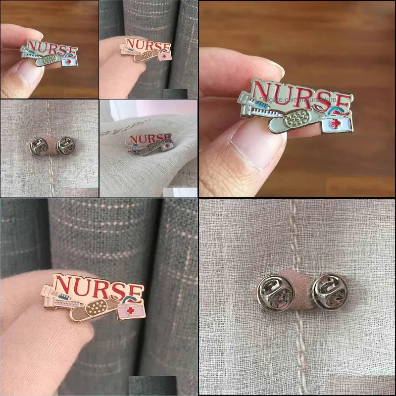 50pcs wholesale first aid kit enamel lapel pin and brooch red nurse needle pins bandaid doctor medical hospital metal badge gift