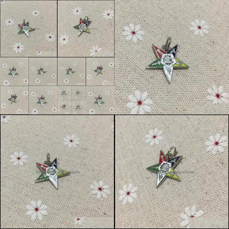 10pcs masonic pendant nickel plated masonry jewelry factory customized small chapter eastern star charm