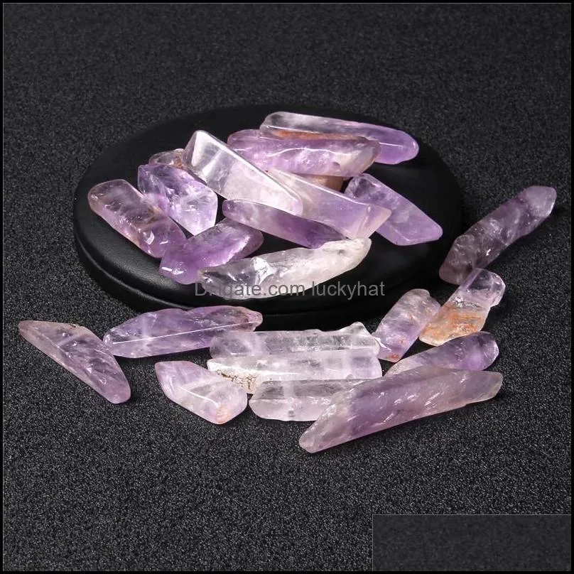natural raw amethyst crystal quartz stone stick point beads top drilled purple loose beads pendant for jewelry making