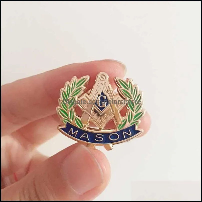 50pcs square and compass g brooch wreath hat lapel pin 1 masonic mason enamel pins mason metal badge blue lodge