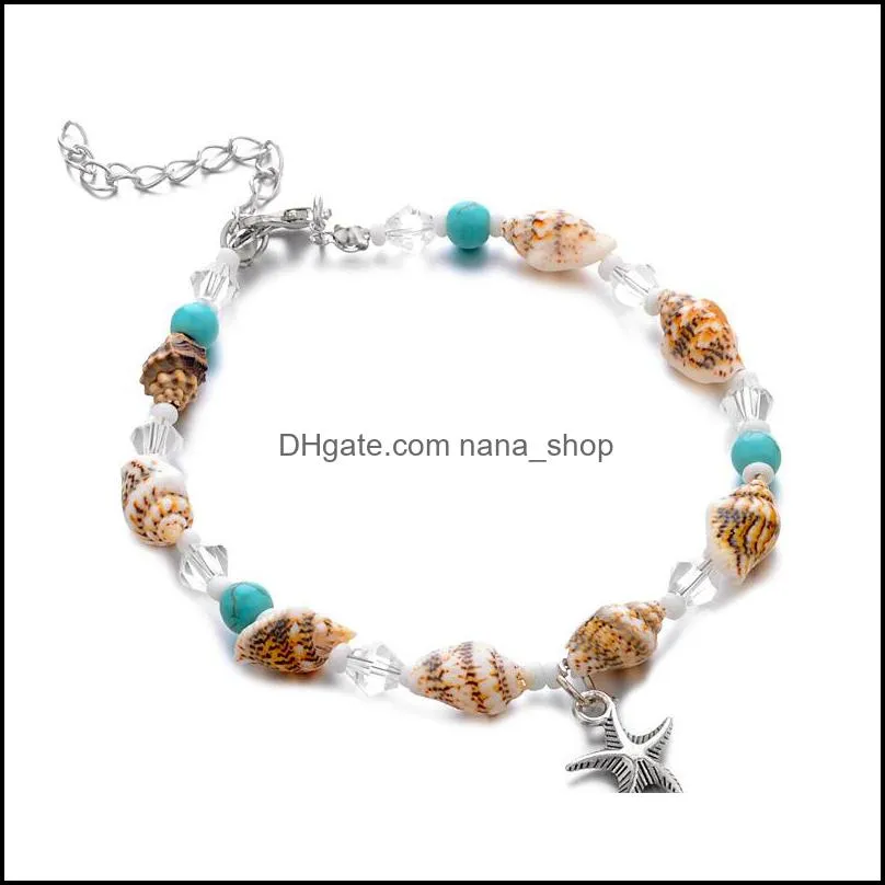 handmade starfish conch anklet pearl beach women sexy romantic bohemian anklet bracelet
