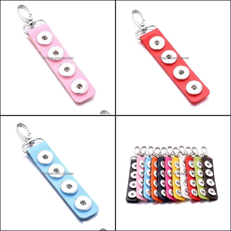 long rectangle pu leather snap button key rings chain keychains fit diy 18mm snaps jewelry