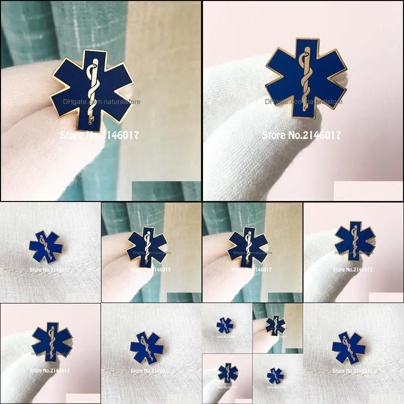 50pcs blue enamel snake symbol metal badge star of life paramediciron doctor pins custom nursing ambulance lapel pin brooch