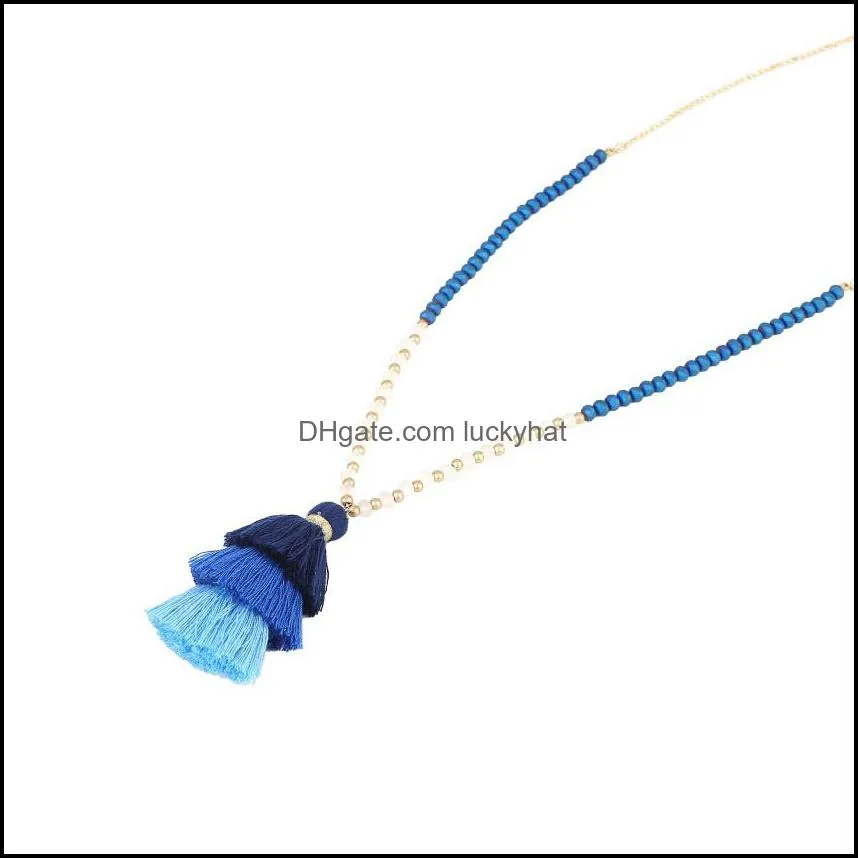 handmade jewelry candy color tassel necklace for women girls long y necklace wholesale