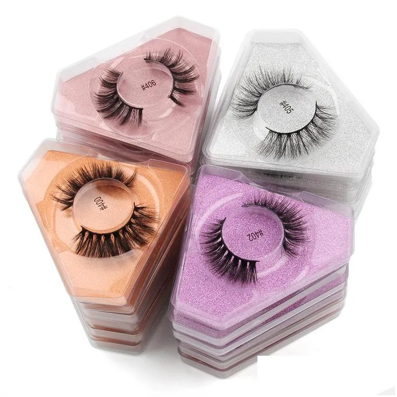 1 pair of natural thick eyelashes colorful false eyelash diamond eye lash packaging box tapared crisscross winged makeup wholesale individual