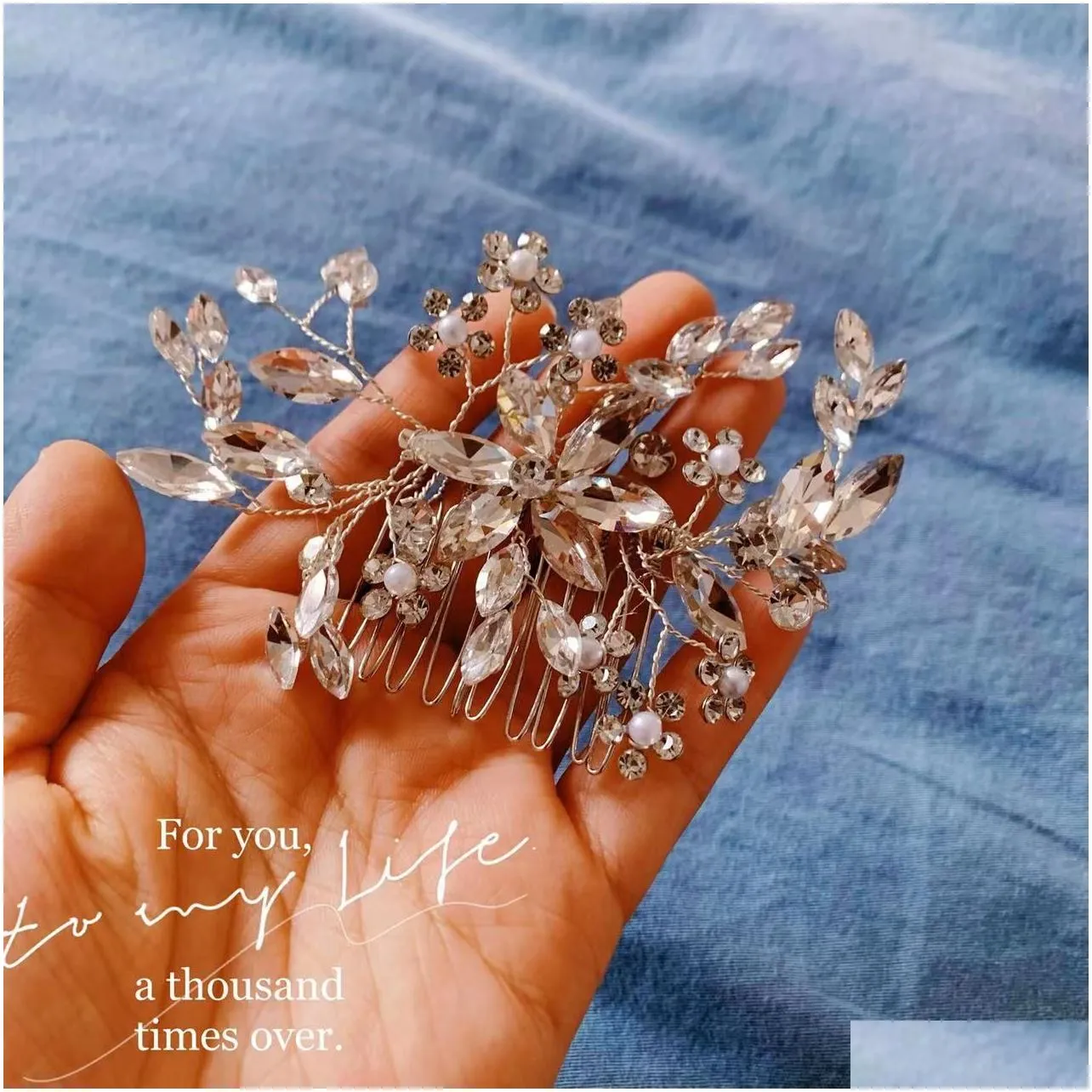 glittering bridal headwear hair combs headpieces silver rhinestone brides hairdress party prom hair accessories wedding jewelry fashion tiaras for women