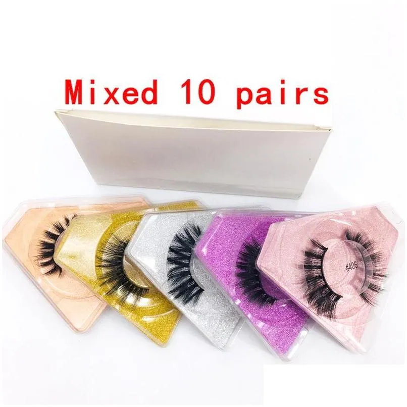 1 pair of natural thick eyelashes colorful false eyelash diamond eye lash packaging box tapared crisscross winged makeup wholesale individual