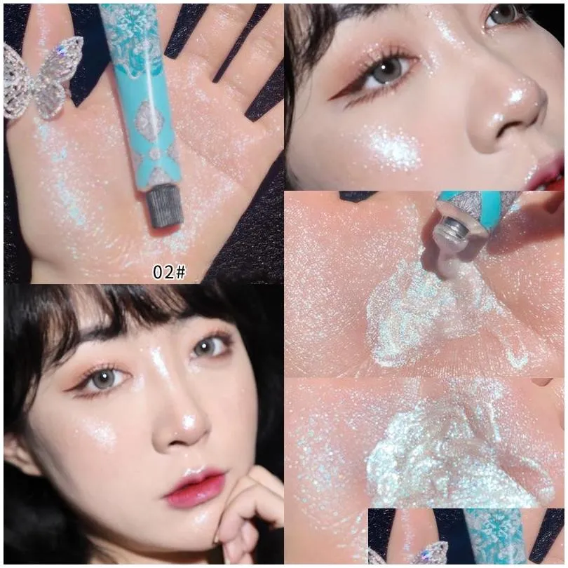 7g highlighter liquid gold blue palette makeup glow contour shimmer powder brighten face body cosmetic