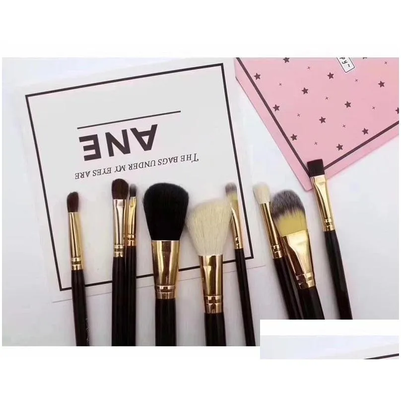 brand 9 pcs makeup brushes set kit travel beauty professional wood handle foundation lips cosmetics brush