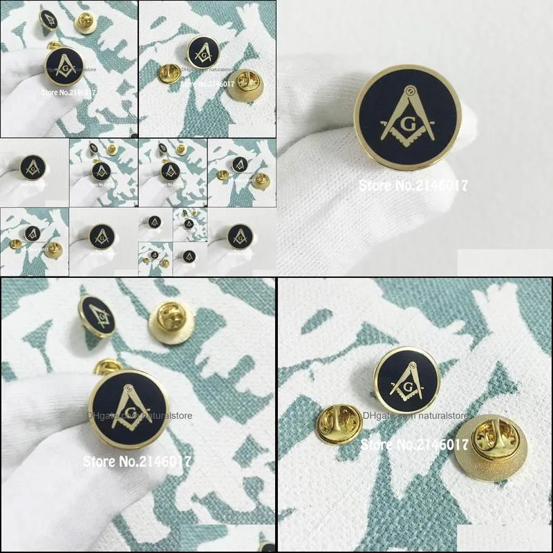 50pcs round shape masons brooch metal craft masonic square and compass with g customized pins badge masonry enamel lapel pin