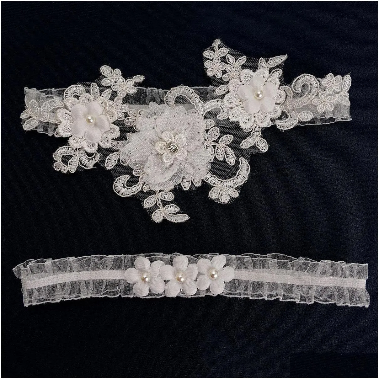 white lace flower bridal garters sexy rhinestones pearls wedding leg belt bridal romantic thigh garter ring for women bride accessories