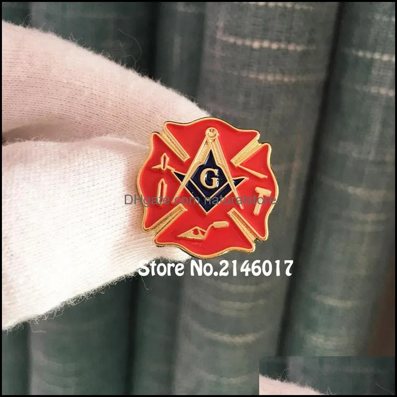 50pcs masons metal badge fireman custom enamel pins brooch mason fire service first responder lapel pin masonic lodge