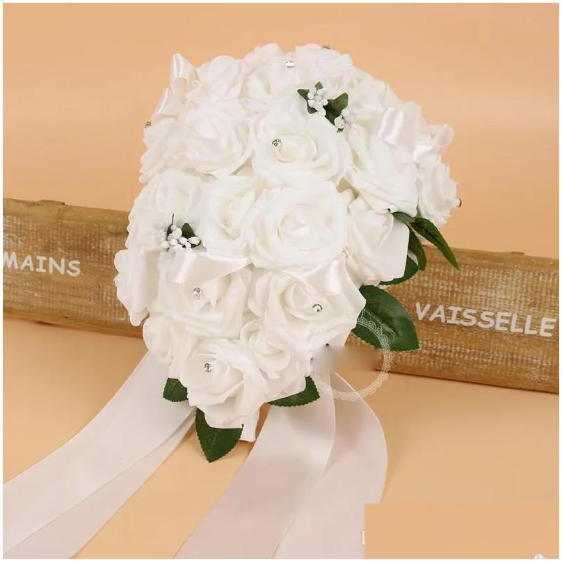 beautiful wedding bridal bouquets with handmade artificial flowers wedding supplies bride holding flowers brooch wedding bouquet