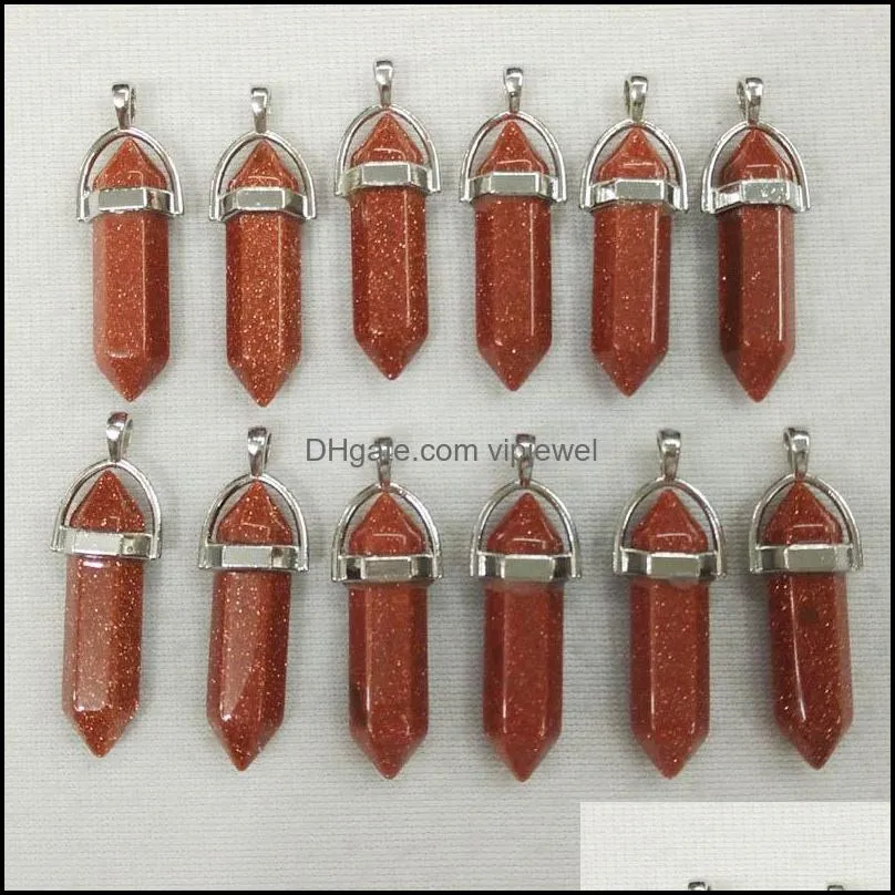 pillar hexagon pendulum chakra stone charms pendant healing crystal hangings fashion jewelry making wholesale