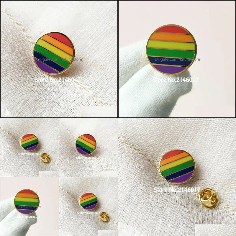 50pcs custom badge hard enamel pins and brooch rainbow cute unique gay pride les lesbian lapel pin colorful round metal craft