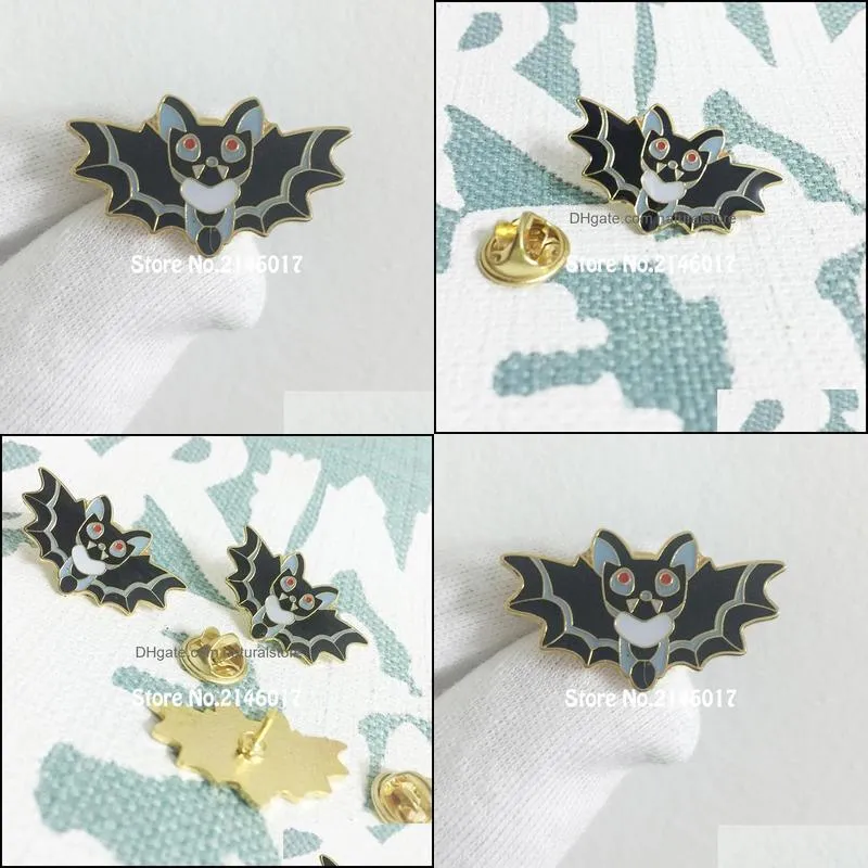 50pcs halloween bat pins cute vampire kawaii spooky brooch jewelry spoops gift custom enamel badge 30mm black bats lapel pin