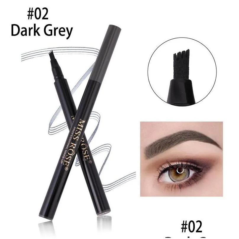 miss rose eyebrow pencil waterproof fork tip eyebrow tattoo pen 4 head fine sketch liquid eyebrow enhancer dye tint pen 3 color