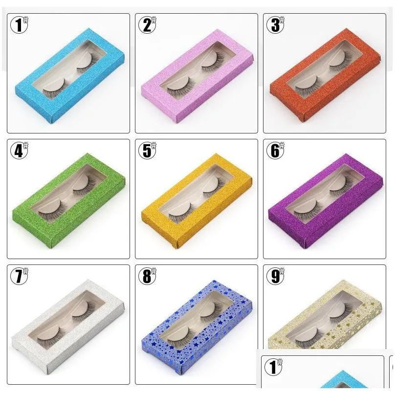 empty eyelash packaging box colorful lash makeup case rectangle frosted false strip boxes make up faux cils cases