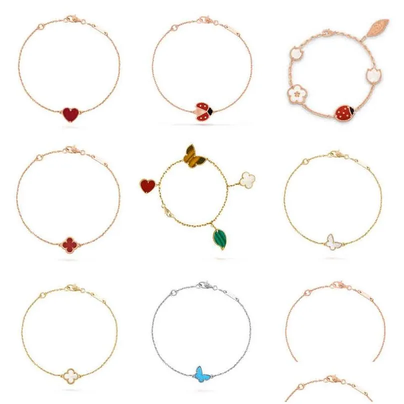 bracelets fanjia four leaf clover bracelet single flower love butterfly rose gold chain223b