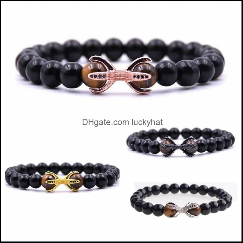 black agate bracelet micro inlaid zircon octagonal alloy bracelet men and women personality bracelet